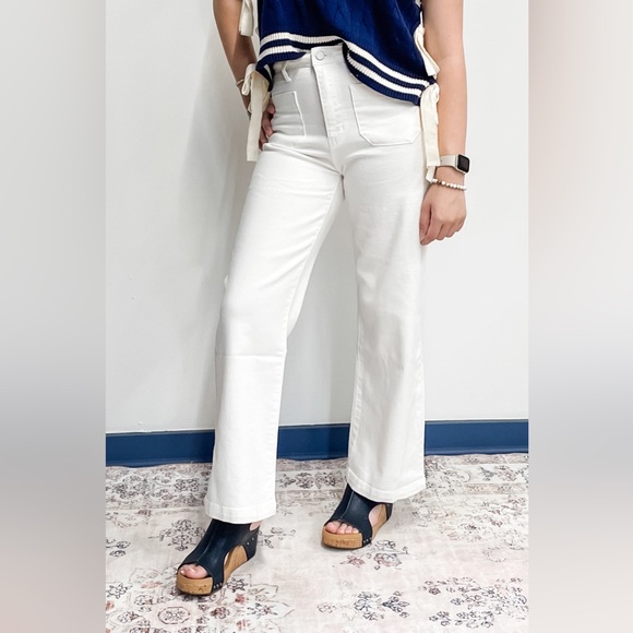 Just Black Patch Pocket Wide Leg Jeans in Off White Denim BP433J - Picture 1 of 6